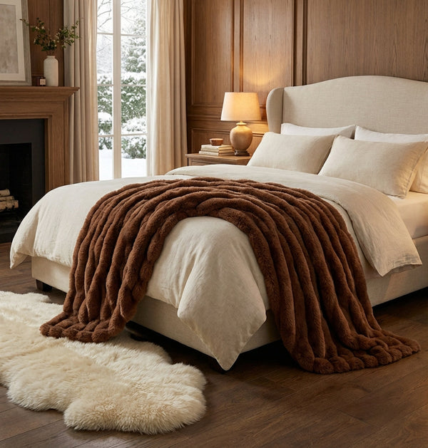 Comfortably Soft Ribbed Fleece Blanket