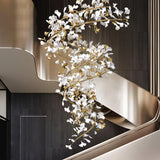 Olivia Modern Gold Staircase Chandelier, Metal & Ceramic