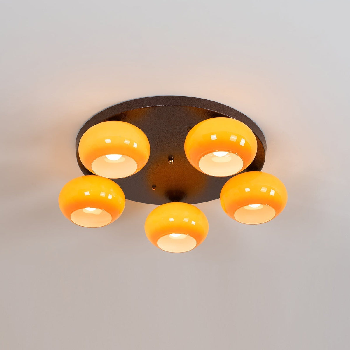 Aurevo 5-Light Amber Glass Flush Mount Ceiling Light