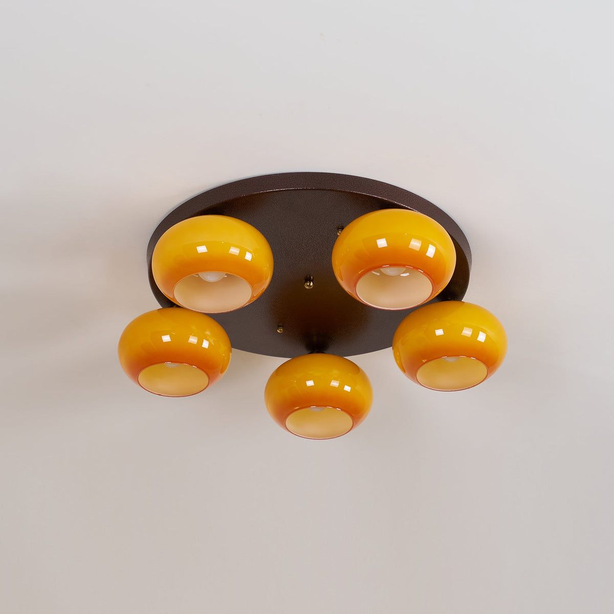 Aurevo 5-Light Amber Glass Flush Mount Ceiling Light
