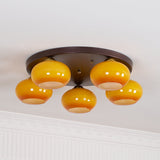 Aurevo 5-Light Amber Glass Flush Mount Ceiling Light