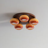 Aurevo 5-Light Amber Glass Flush Mount Ceiling Light
