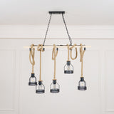 Quoro Hemp Rope Industrial Grenade Chandelier