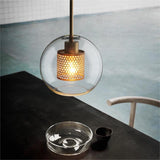 Hessa Contemporary Golden Pendant Light, Glass, Globe/Cylindric
