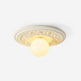Ivorelle Vintage Carved Ceiling Light with Globe Shade