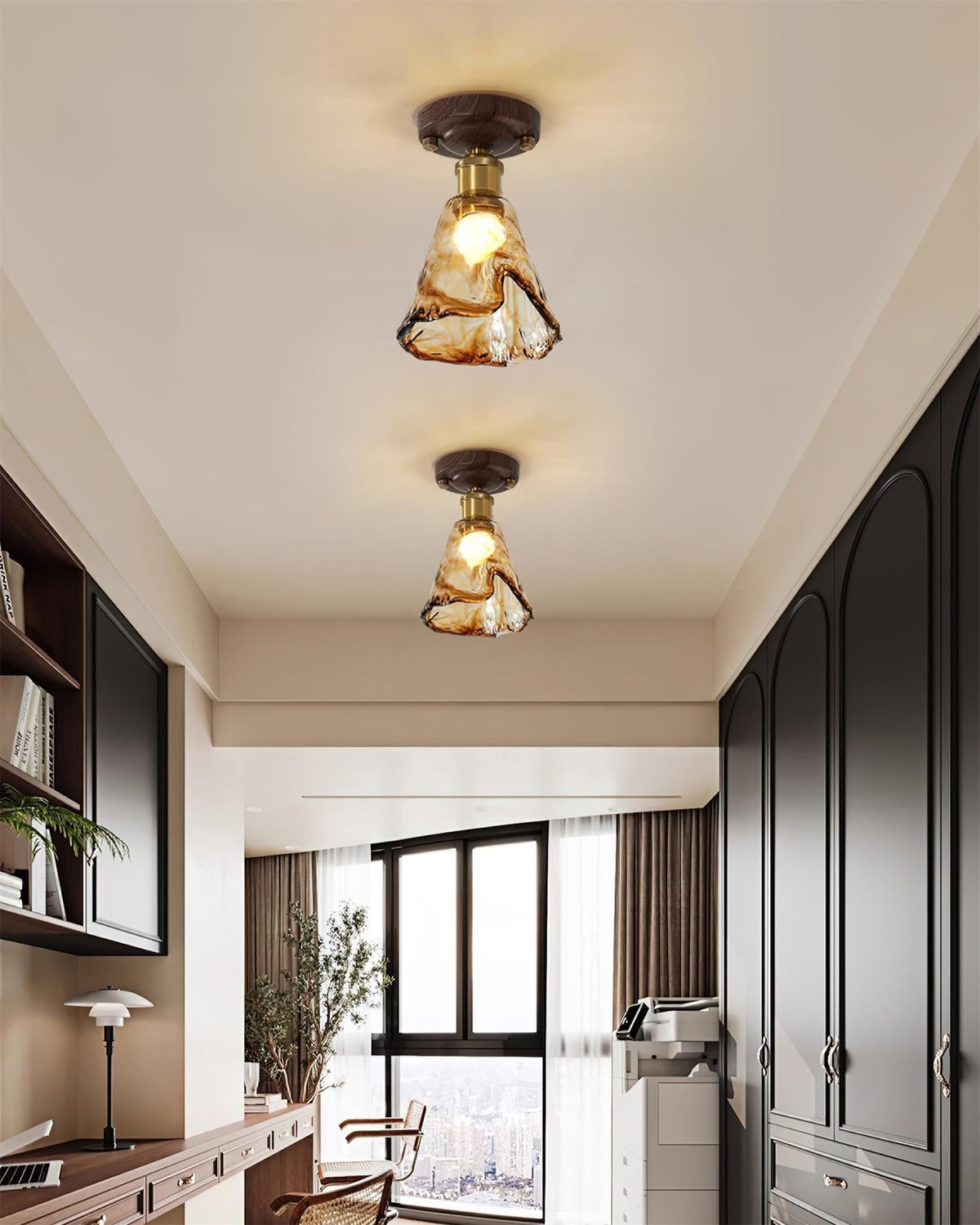 Velimo Amber Glass Flush Mount Light