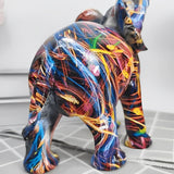 Graffiti Elephant Figurine with Gold-Tone Tusks