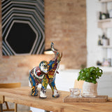 Graffiti Elephant Figurine with Gold-Tone Tusks