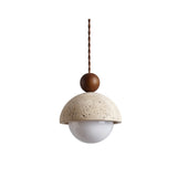 Vaire Pendant Light Travertine Dome Glass