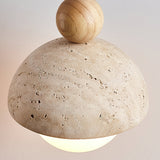 Vaire Pendant Light Travertine Dome Glass