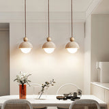 Vaire Pendant Light Travertine Dome Glass