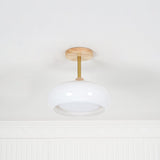 Charlotte Flush Mount Ceiling Light Glass Wood &Orange&White