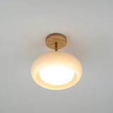 Charlotte Flush Mount Ceiling Light Glass Wood &Orange&White