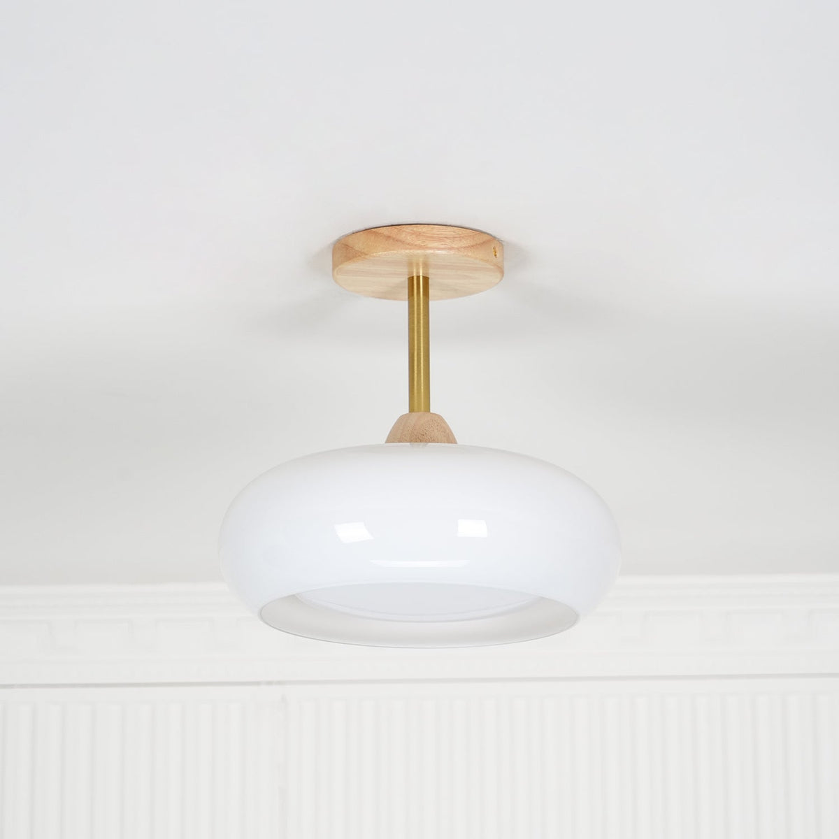 Charlotte Flush Mount Ceiling Light Glass Wood &Orange&White