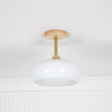 Charlotte Flush Mount Ceiling Light Glass Wood &Orange&White