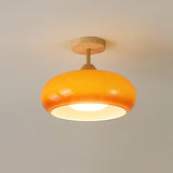 Charlotte Flush Mount Ceiling Light Glass Wood &Orange&White