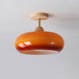 Charlotte Flush Mount Ceiling Light Glass Wood &Orange&White