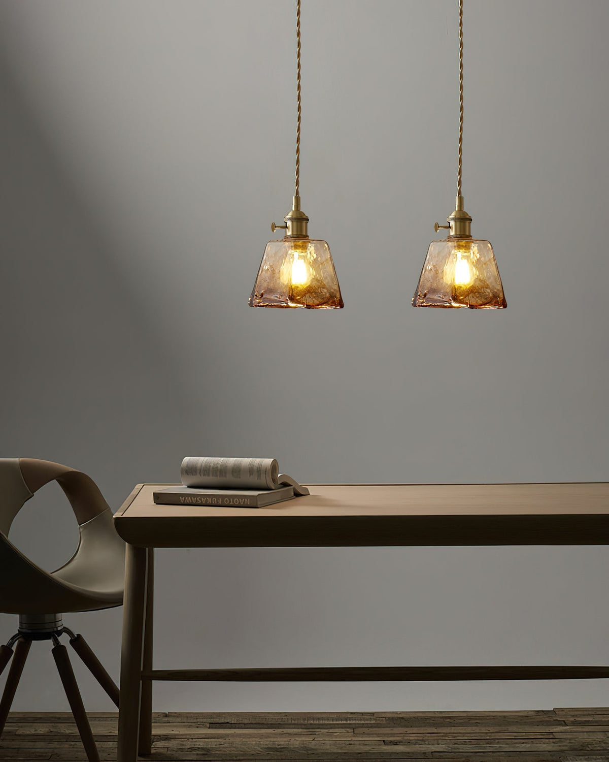 Amberlyn Vintage Amber Glass Pendant Light