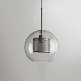 Hessa Contemporary Golden Pendant Light, Glass, Globe/Cylindric