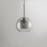 Hessa Contemporary Golden Pendant Light, Glass, Globe/Cylindric