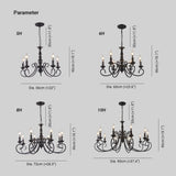 Silva Creative Retro Candle Chandelier Black Metal Bedroom