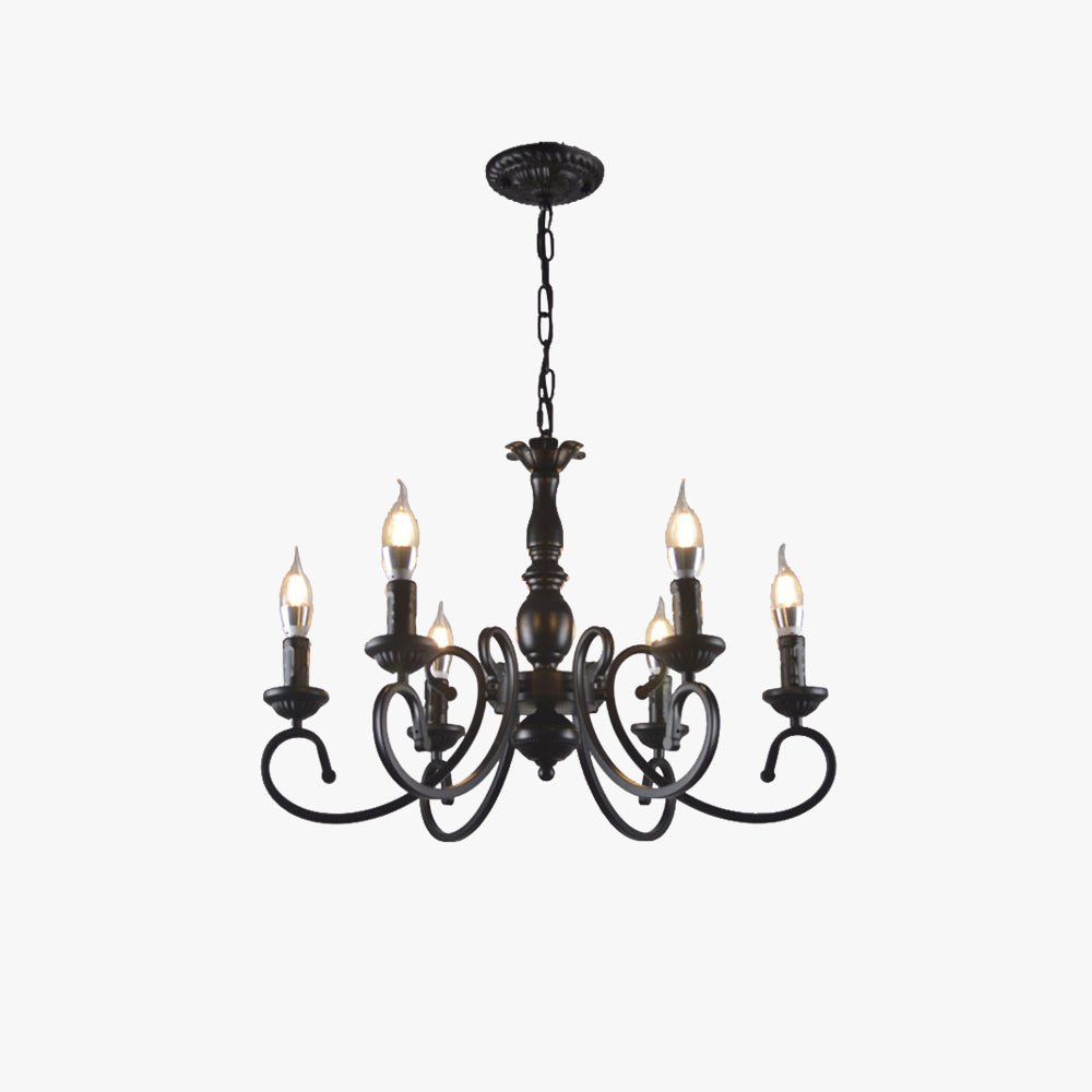Silva Creative Retro Candle Chandelier Black Metal Bedroom