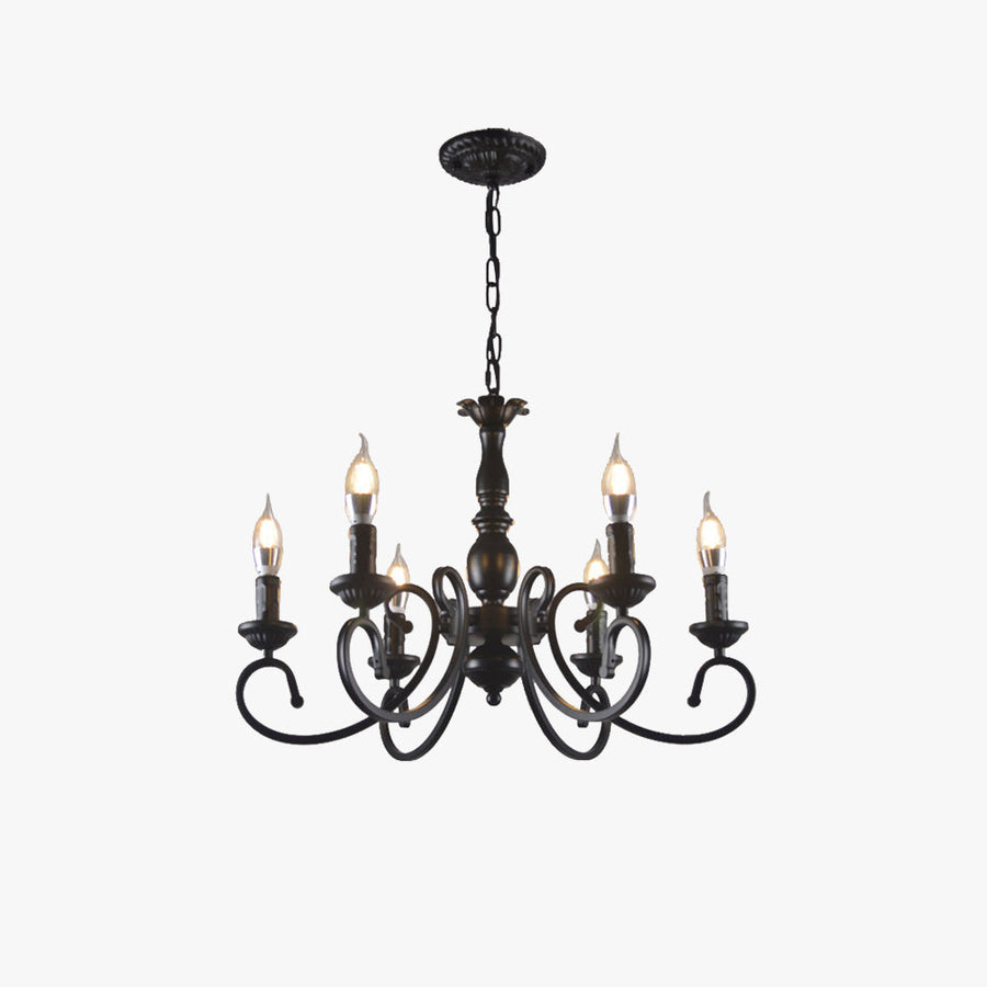 Silva Creative Retro Candle Chandelier Black Metal Bedroom