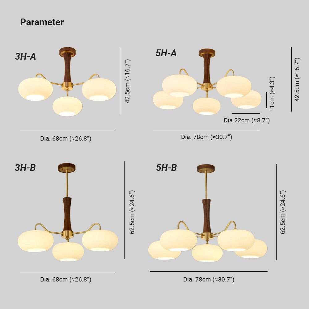 Candy Brass Wooden Glass Persimmon Chandelier