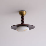Muto Ceiling Light Walnut Color & White Imitation Alabaster