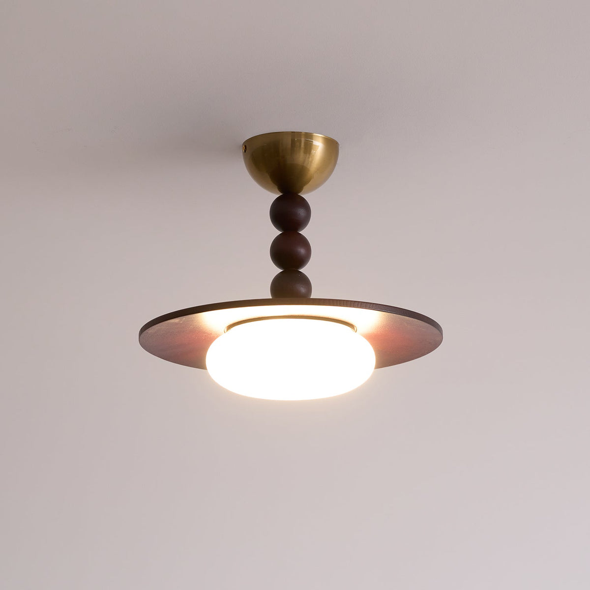 Muto Ceiling Light Walnut Color & White Imitation Alabaster