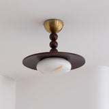 Muto Ceiling Light Walnut Color & White Imitation Alabaster