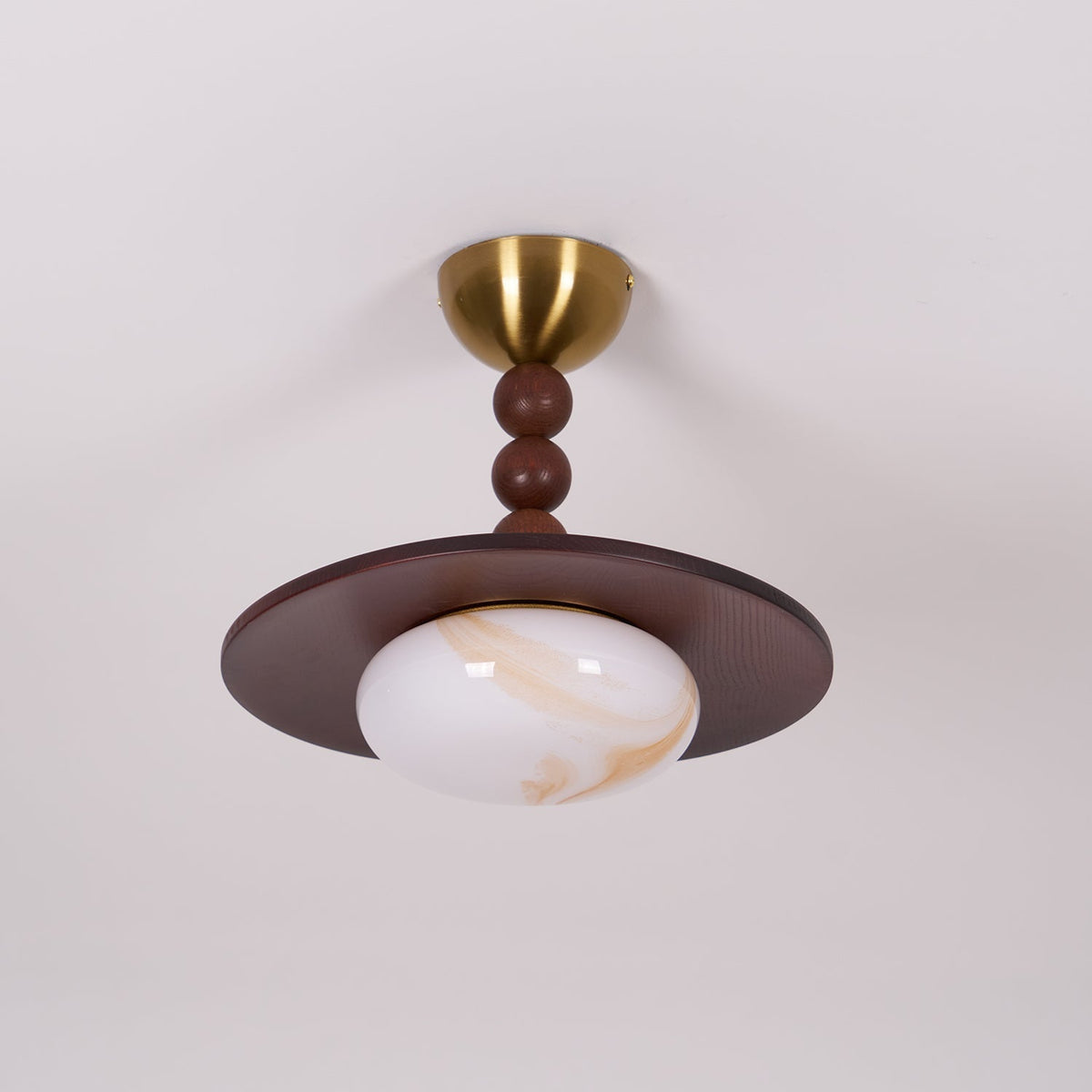 Muto Ceiling Light Walnut Color & White Imitation Alabaster