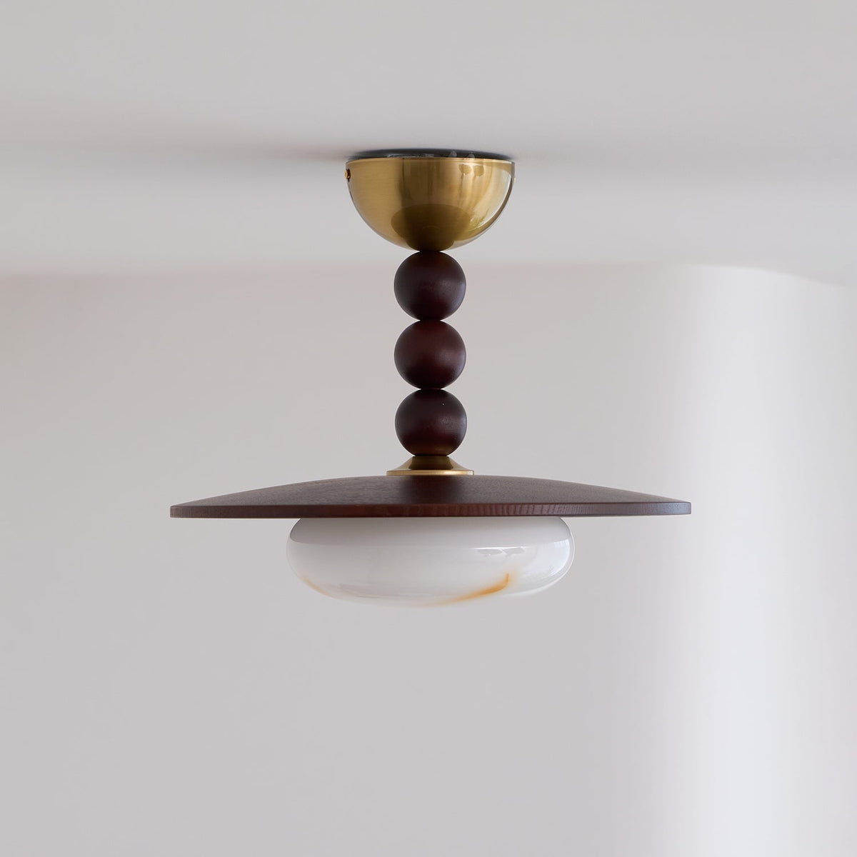 Muto Ceiling Light Walnut Color & White Imitation Alabaster