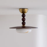 Muto Ceiling Light Walnut Color & White Imitation Alabaster