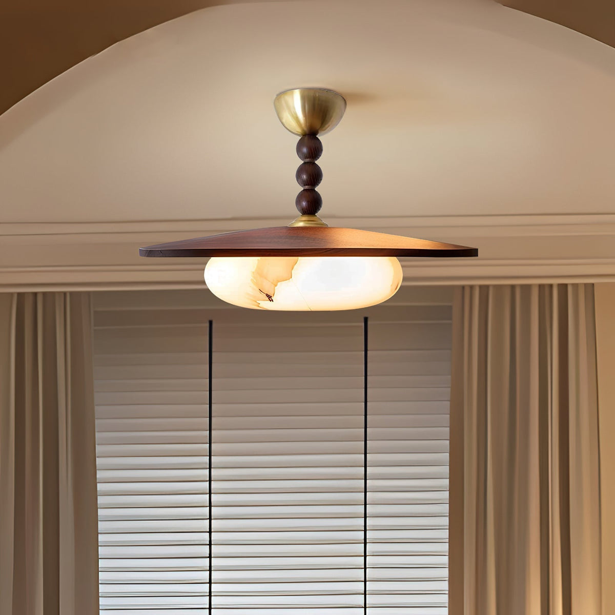 Muto Ceiling Light Walnut Color & White Imitation Alabaster