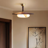 Muto Ceiling Light Walnut Color & White Imitation Alabaster