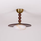 Muto Ceiling Light Walnut Color & White Imitation Alabaster