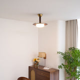 Muto Ceiling Light Walnut Color & White Imitation Alabaster