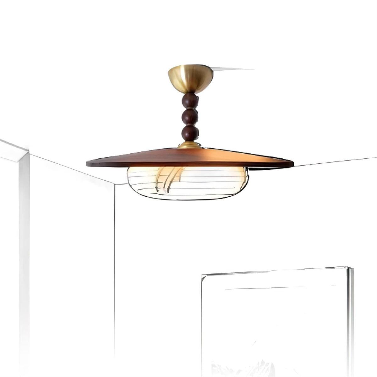 Muto Ceiling Light Walnut Color & White Imitation Alabaster