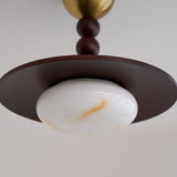 Muto Ceiling Light Walnut Color & White Imitation Alabaster