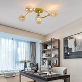 Valentina Flush Mount Ceiling Light, Glass, Black/Gold, Dining Room