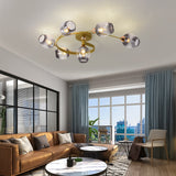 Valentina Flush Mount Ceiling Light, Glass, Black/Gold, Dining Room