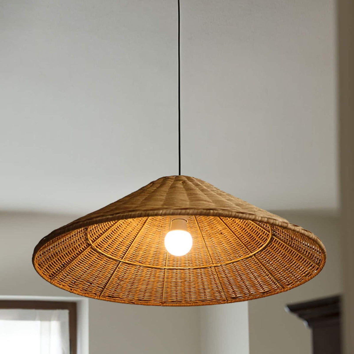 Muto Vintage Handmade LED Rattan Pendant Light Living Room