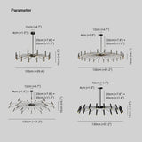 Arisha Modern Blown Linear Metal Multi-heads Chandelier