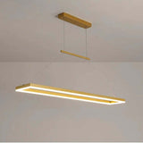 Gloen Modern Rectangular Hanging Pendant Light, Gold/Coffee
