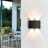 Tronix Modern Rectangular Metal Outdoor Wall Lamp, Black/White, Water-wave