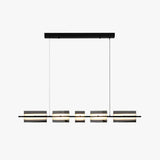 Arisha Modern Nordic Linear Copper/Glass Pendant Light, Brass/Black