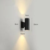 Kren Minimalist Metal Double-headed Outdoor Wall Lamp, Black