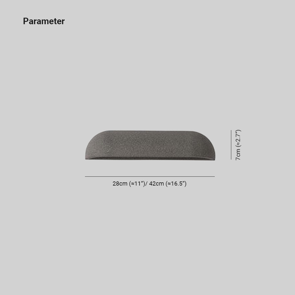 Ray Modern Minimalist Semi-elliptical Metal/Stone Outdoor Wall Lamp, Black/White