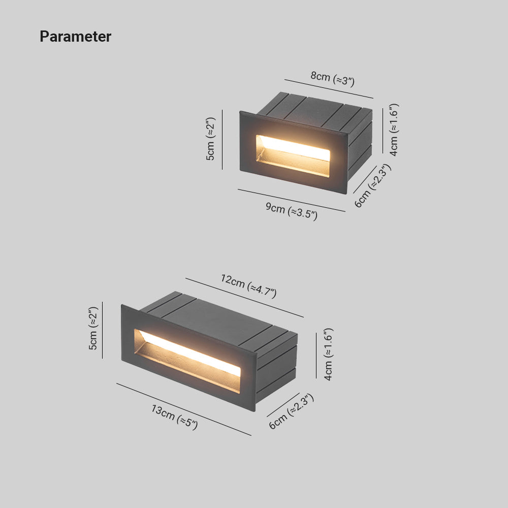 Ray Modern Metal Rectangular Outdoor Deck/Step Light, Black